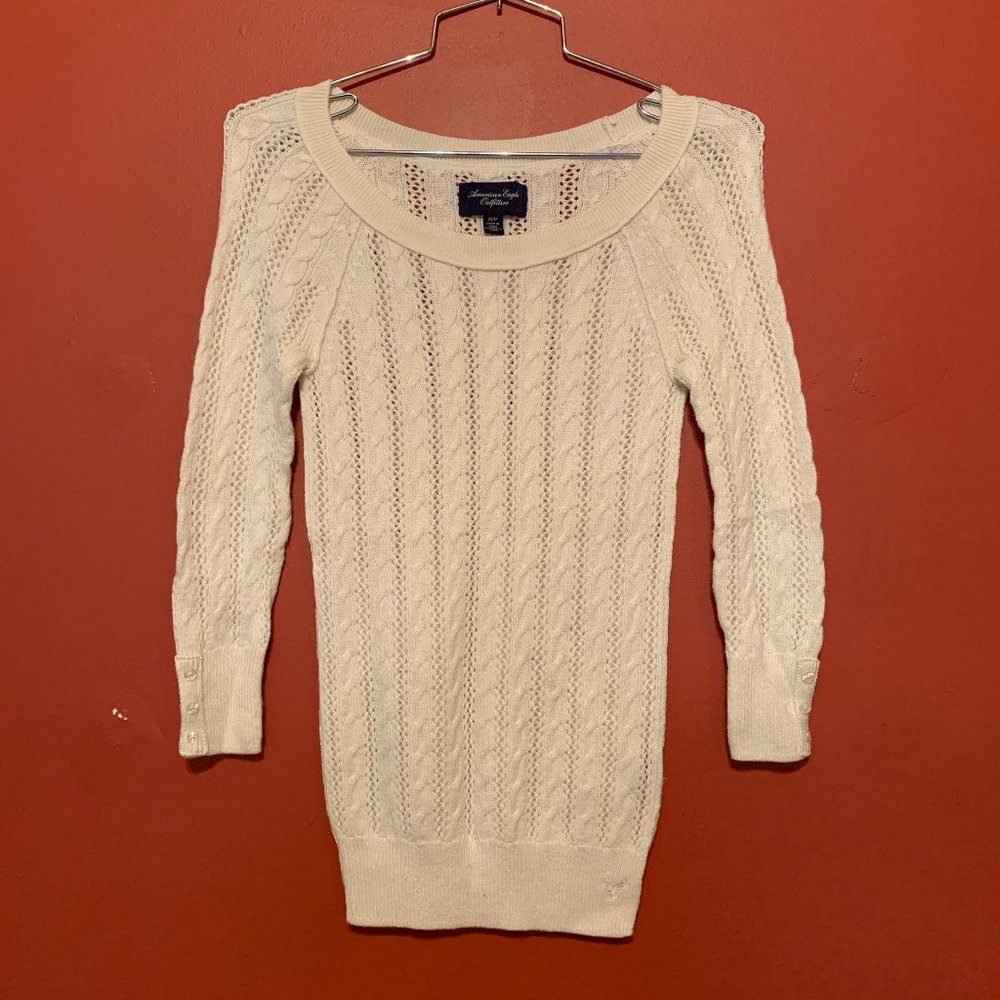 AMERICAN EAGLE 3/4 knit sweater white